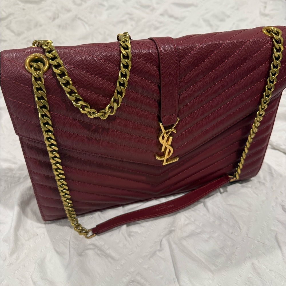 Yves Saint Laurent Burgundy Quilted Chain Bag
